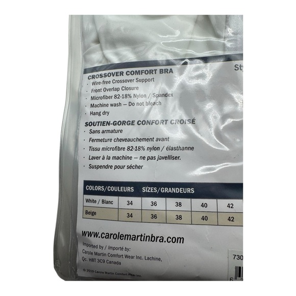 2× Carole Martin Crossover Front Closure Comfort Bra Size 44 – White & Blue - Picture 9 of 11